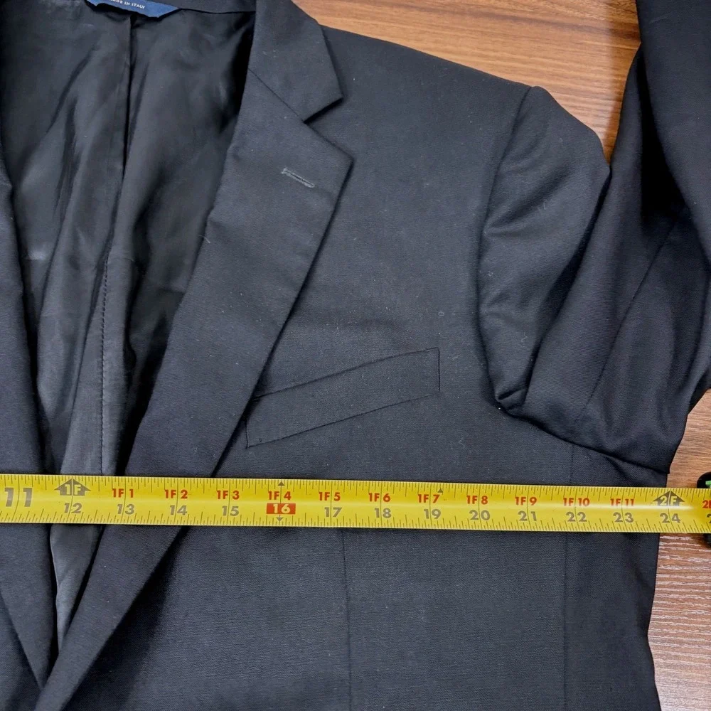 Brooks Brothers Suit Jacket 45R Black 1818 Madison Fit Estrato Italy Wool Blazer